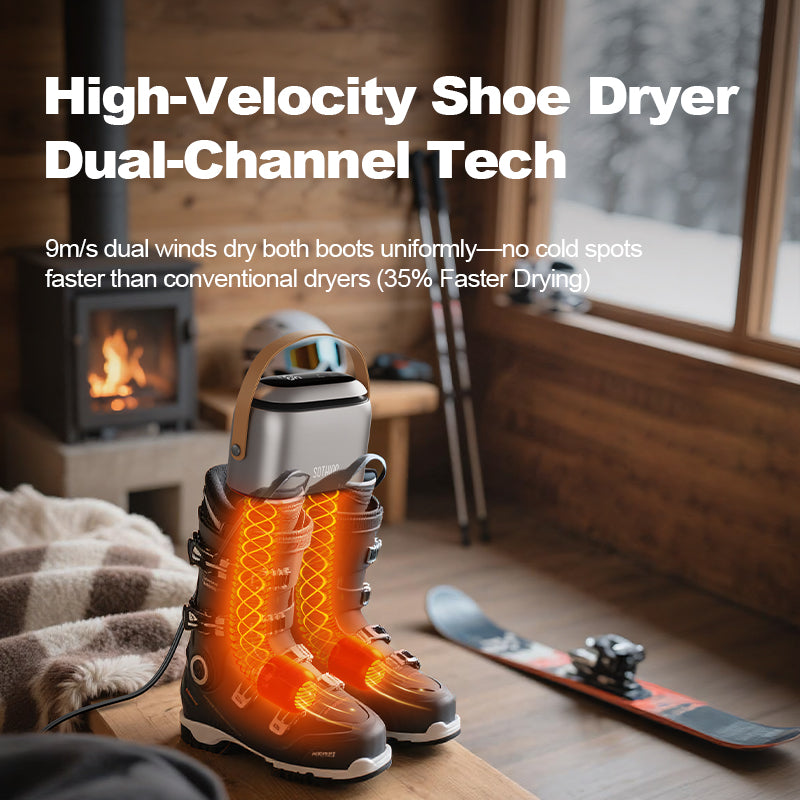 SOTHING Ultra boot dryer with dual-channel warm air drying a pair of ski boots